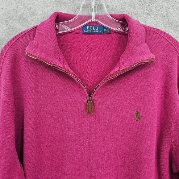 Polo Ralph Lauren Quarter Zip Pullover Sweater M Red Long Sleeve Mock Neck 90s - Picture 4 of 11